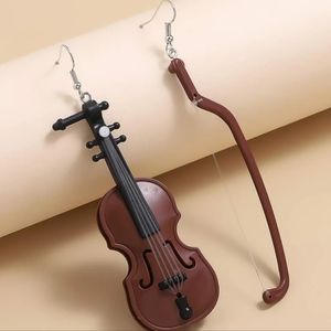 Brown Violin Earrings